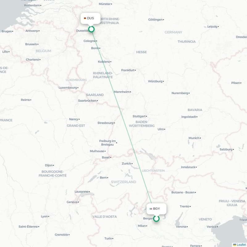 BGY - DUS route map