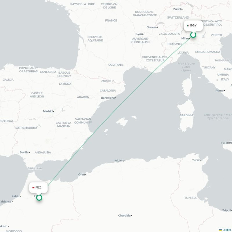 BGY - FEZ route map