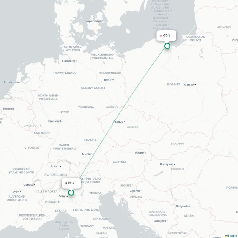 BGY - GDN route map