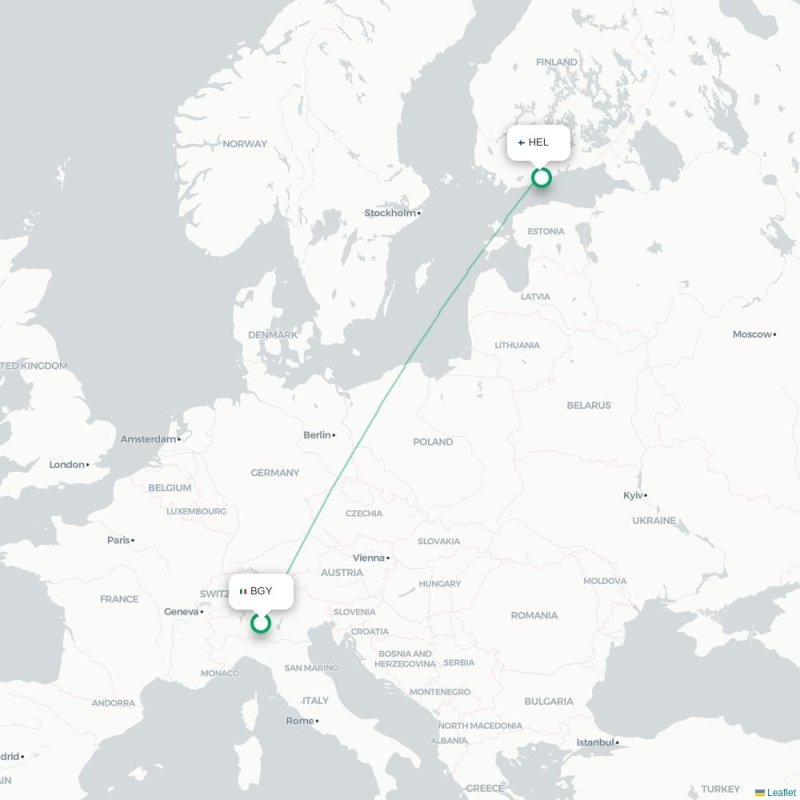 BGY - HEL route map