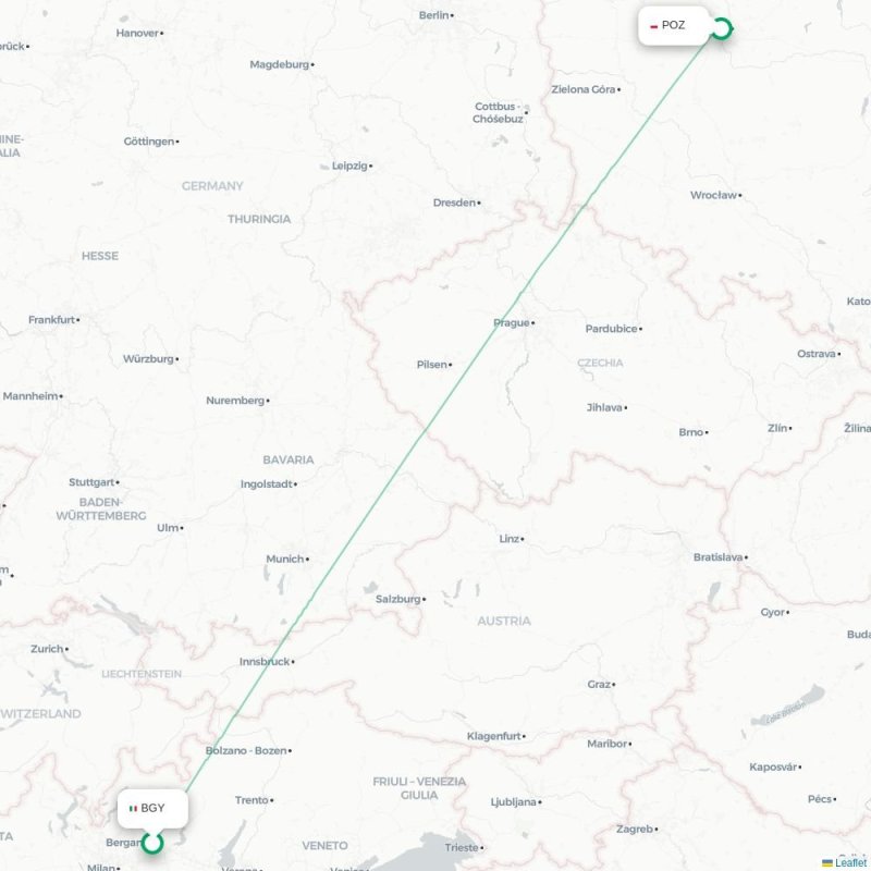 BGY - POZ route map