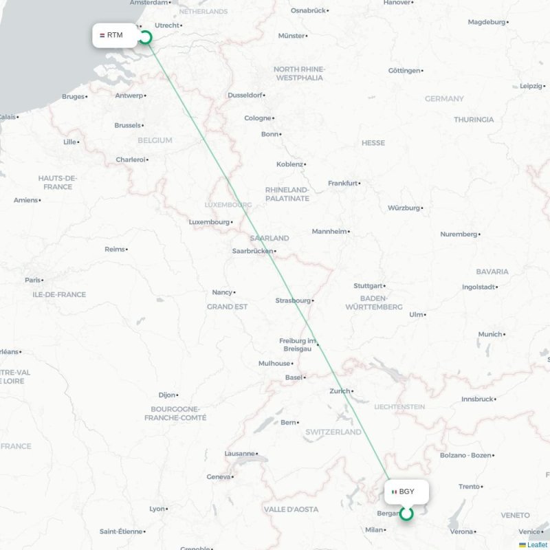 BGY - RTM route map