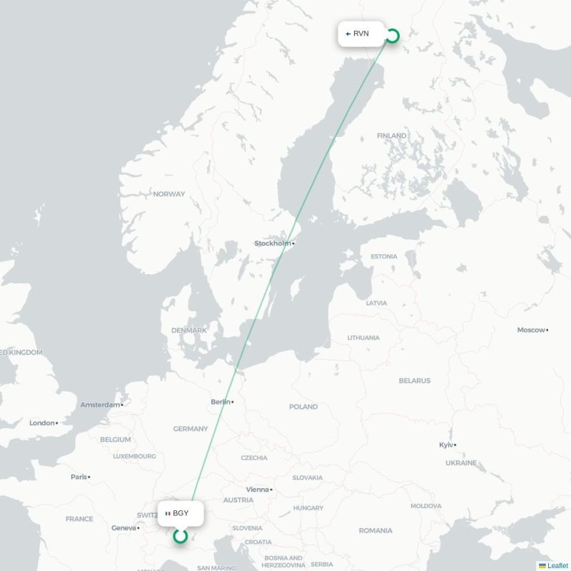 BGY - RVN route map