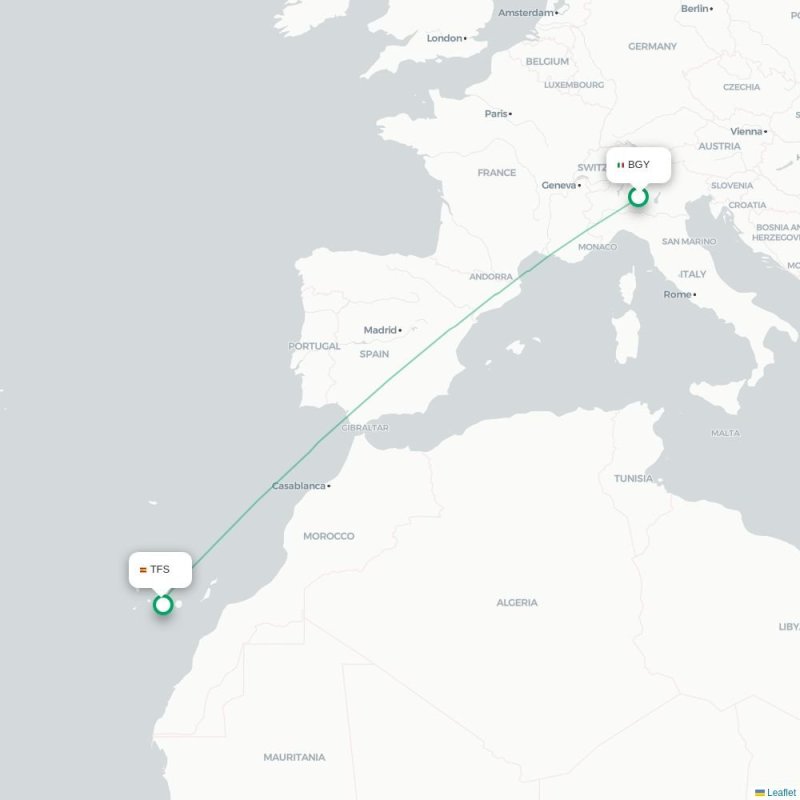 BGY - TFS route map
