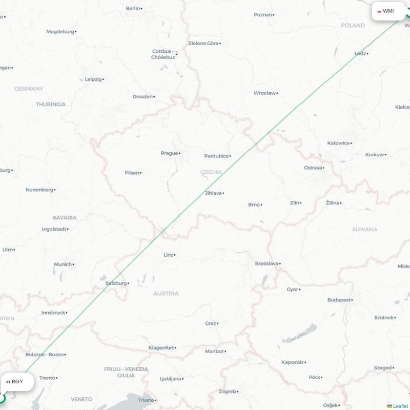 BGY - WMI route map