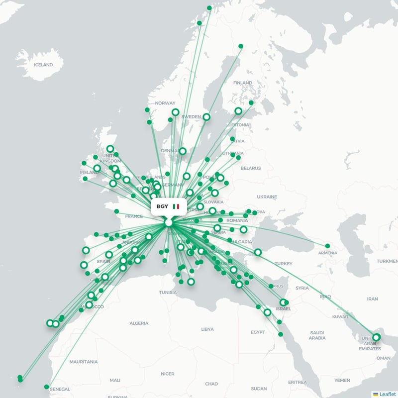Route map Bergamo  BGY airport