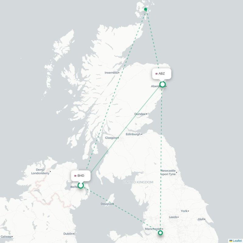 BHD - ABZ route map