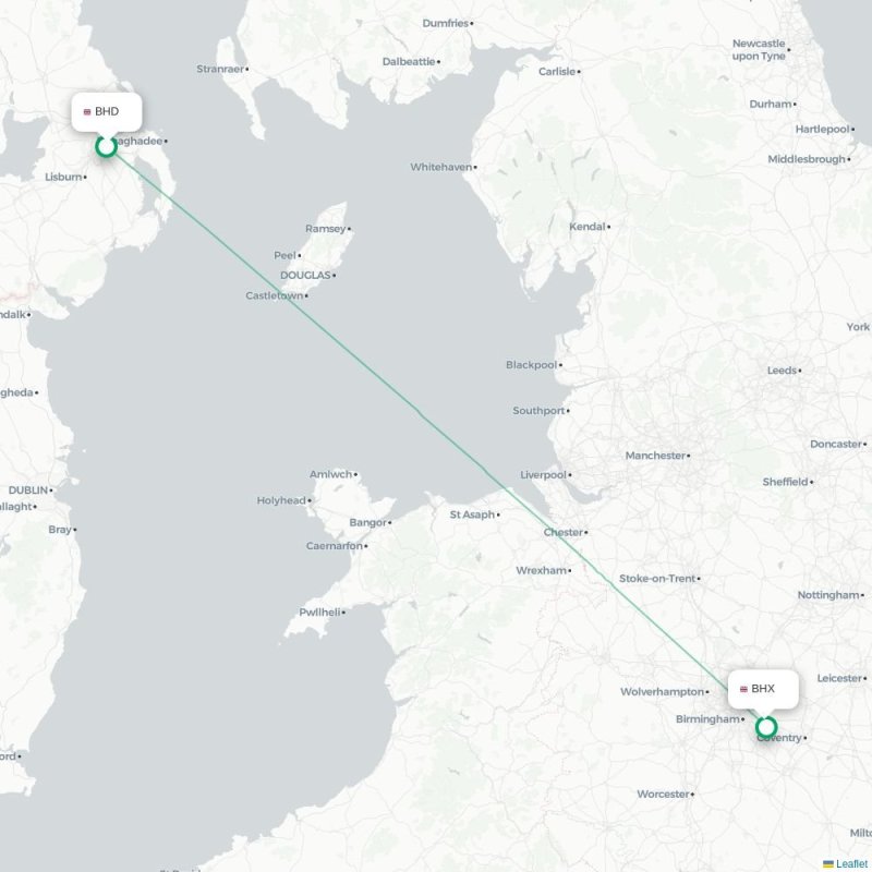 BHD - BHX route map