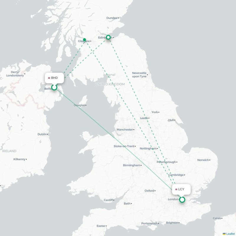 BHD - LCY route map