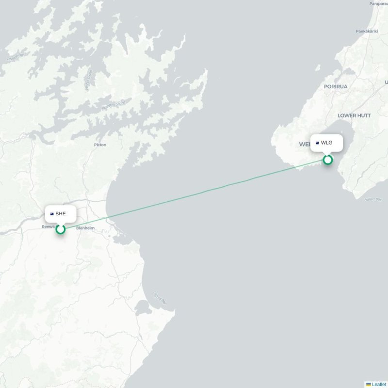 BHE - WLG route map
