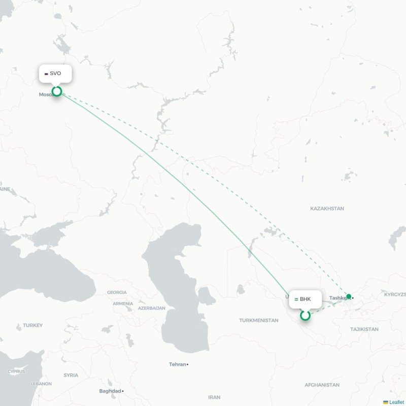 BHK - SVO route map