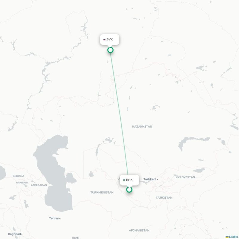 BHK - SVX route map