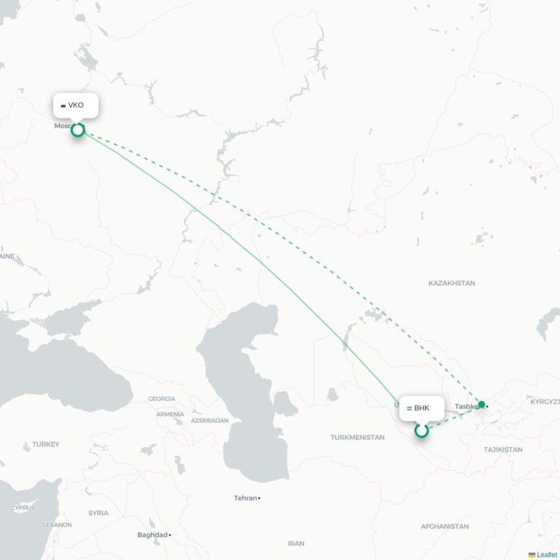BHK - VKO route map