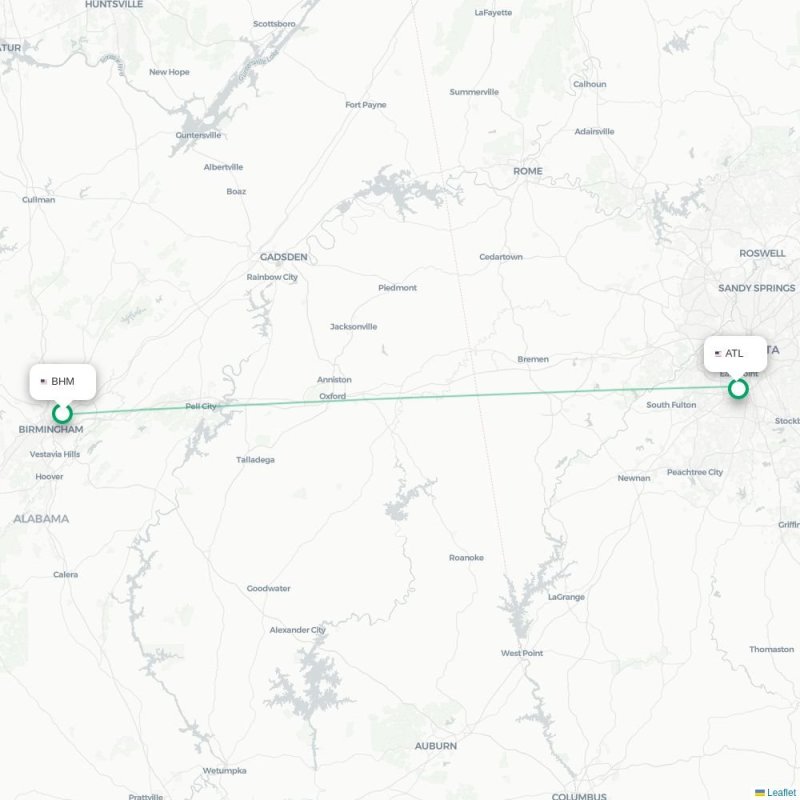 BHM - ATL route map