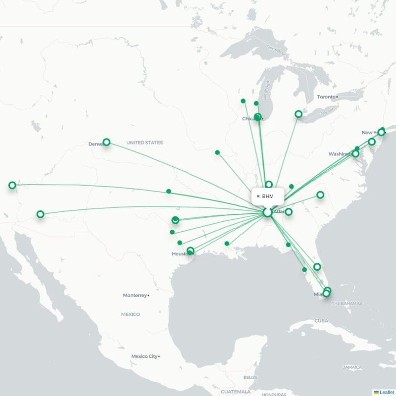 BHM - PHX route map