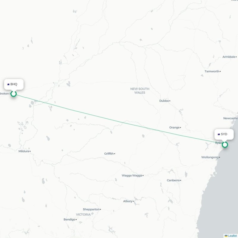 BHQ - SYD route map