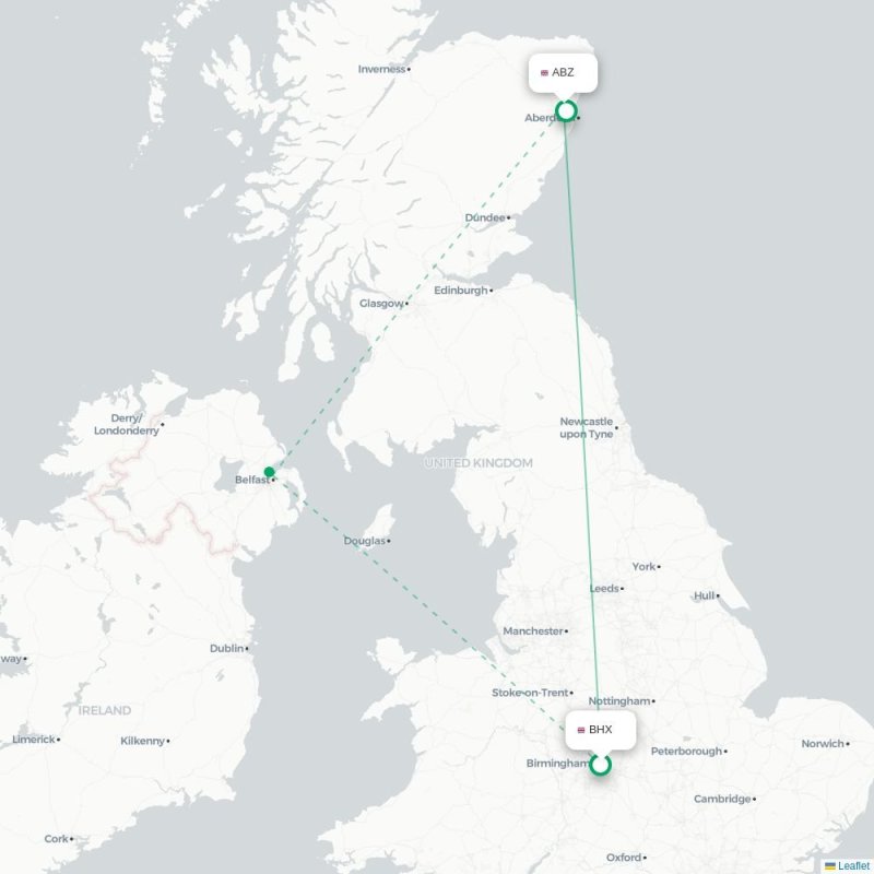 BHX - ABZ route map