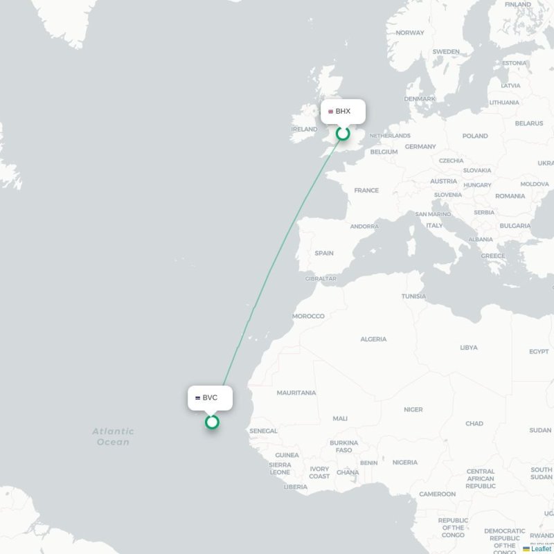 BHX - BVC route map