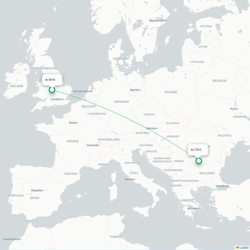 BHX - CRA route map