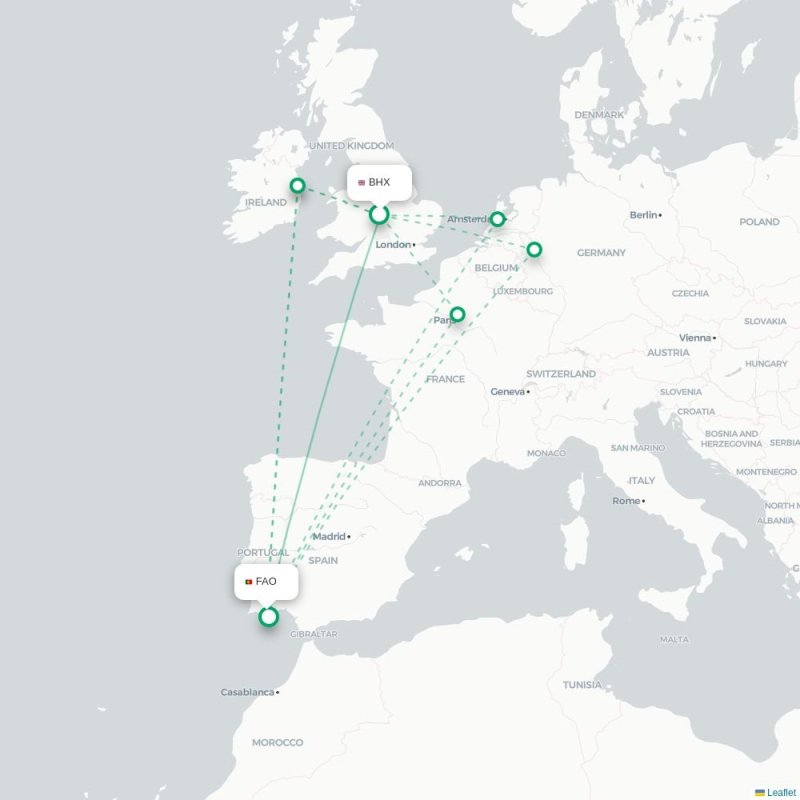 BHX - FAO route map