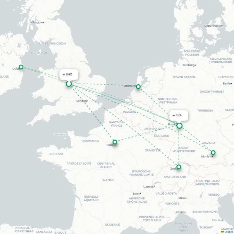 BHX - FRA route map