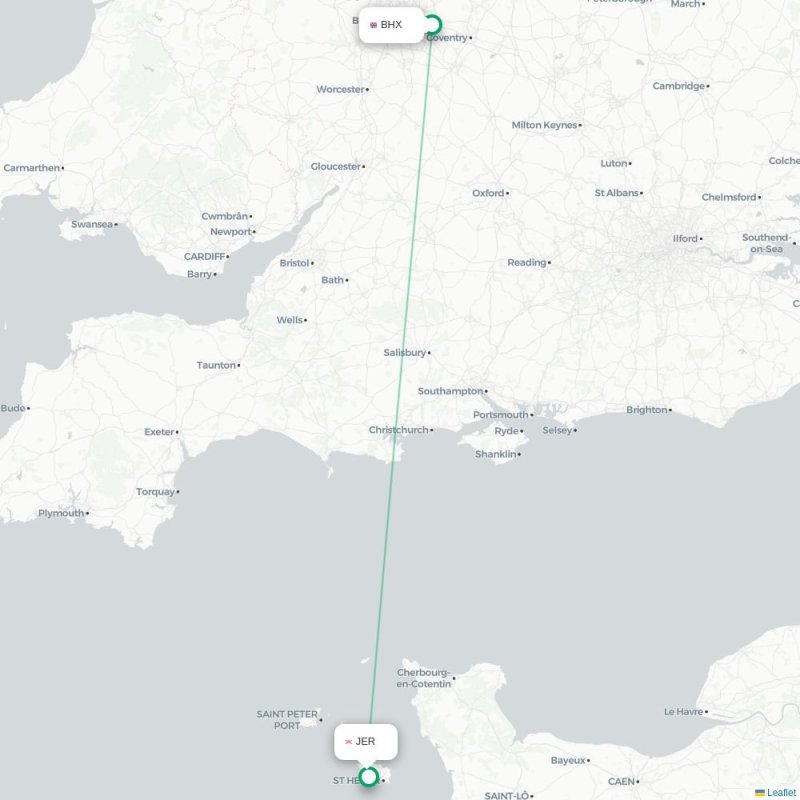 BHX - JER route map