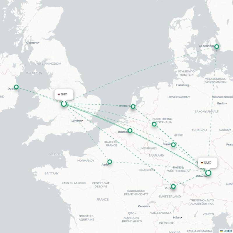 BHX - MUC route map