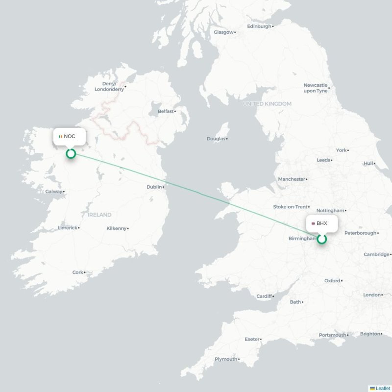 BHX - NOC route map