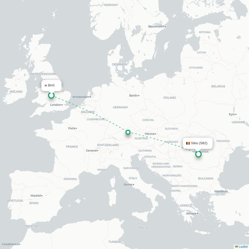 BHX - SBZ route map