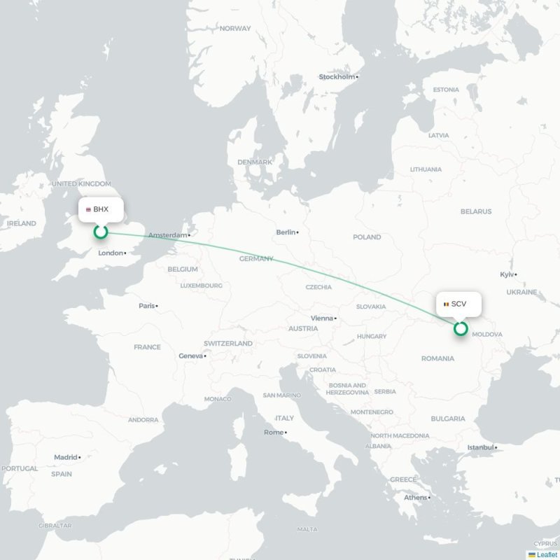 BHX - SCV route map