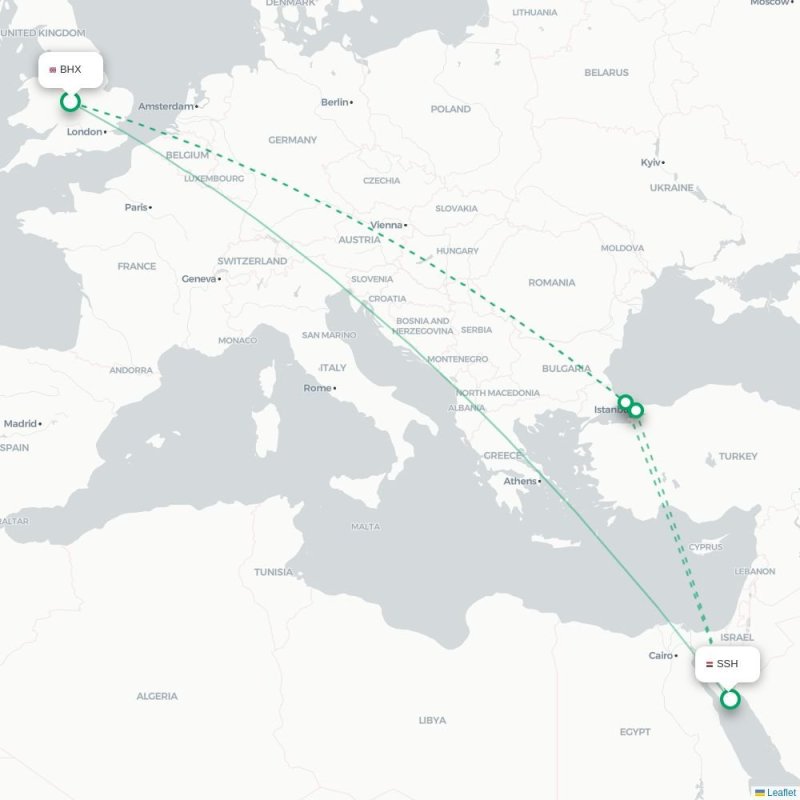 BHX - SSH route map