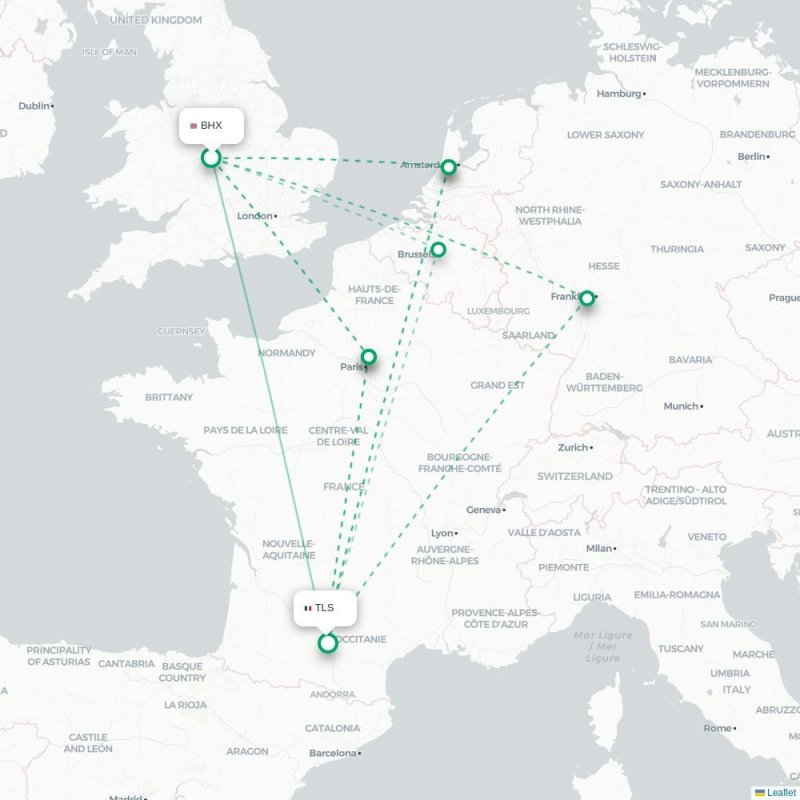 BHX - TLS route map
