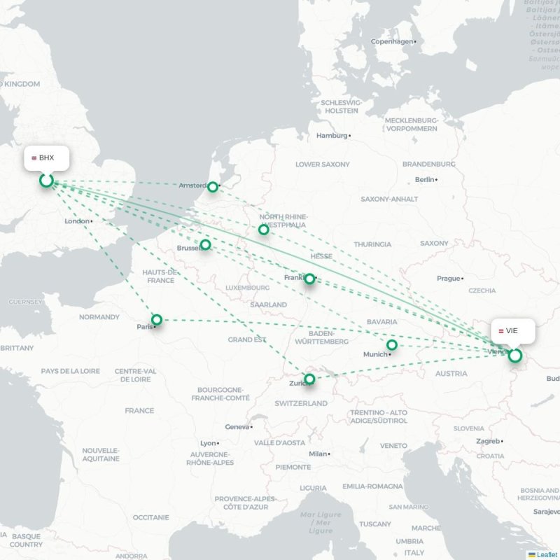 BHX - VIE route map