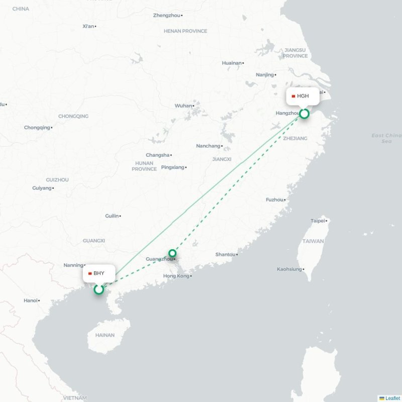 BHY - HGH route map