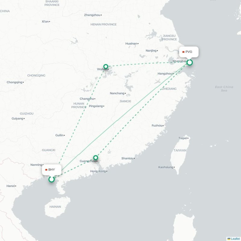 BHY - PVG route map