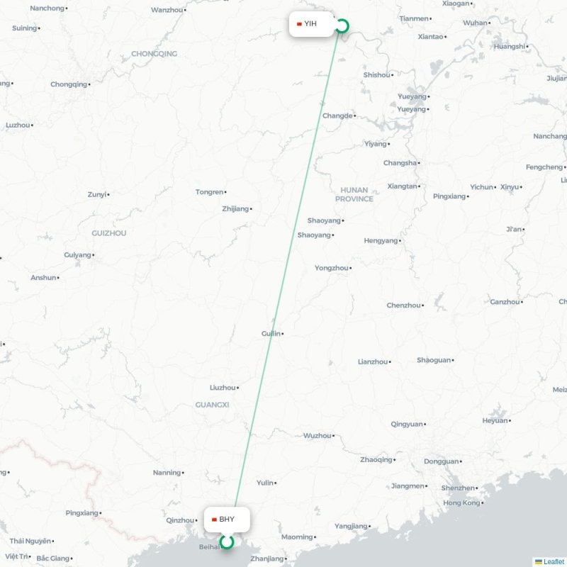 BHY - YIH route map