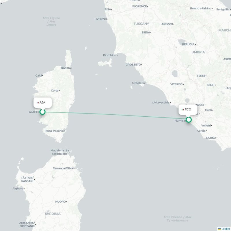 BIA - FCO route map