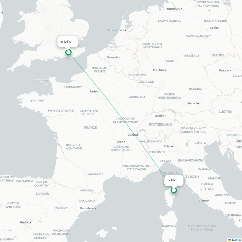 BIA - LGW route map