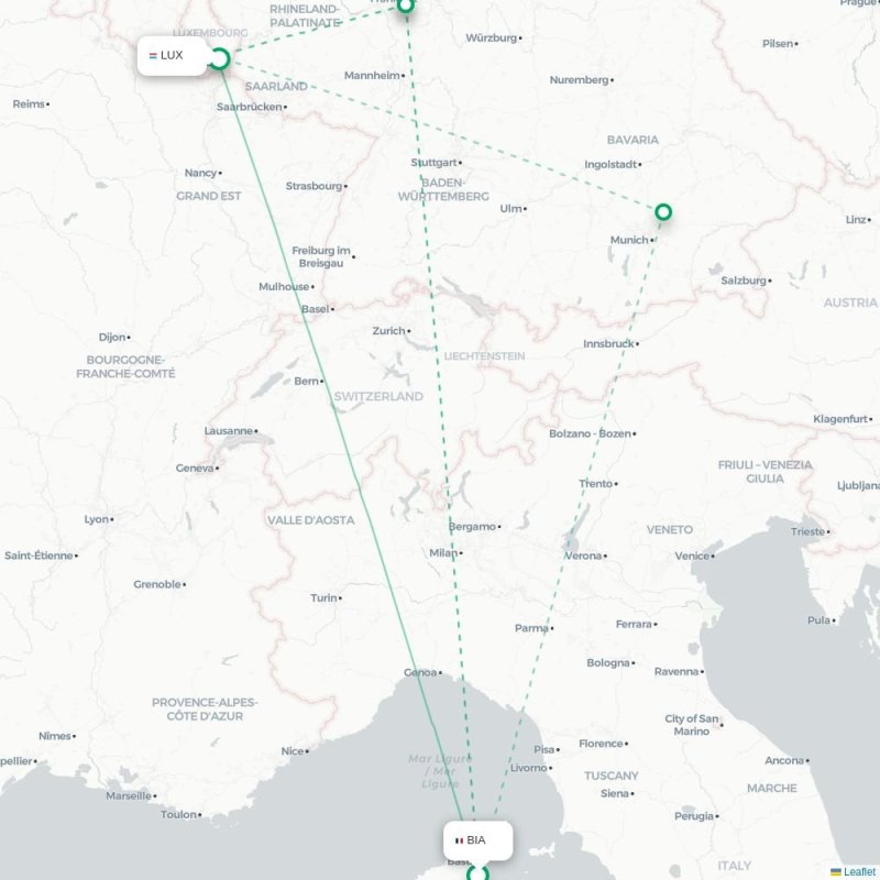 BIA - LUX route map