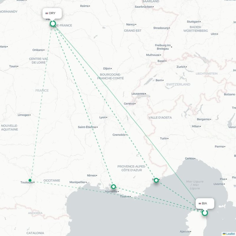 BIA - ORY route map