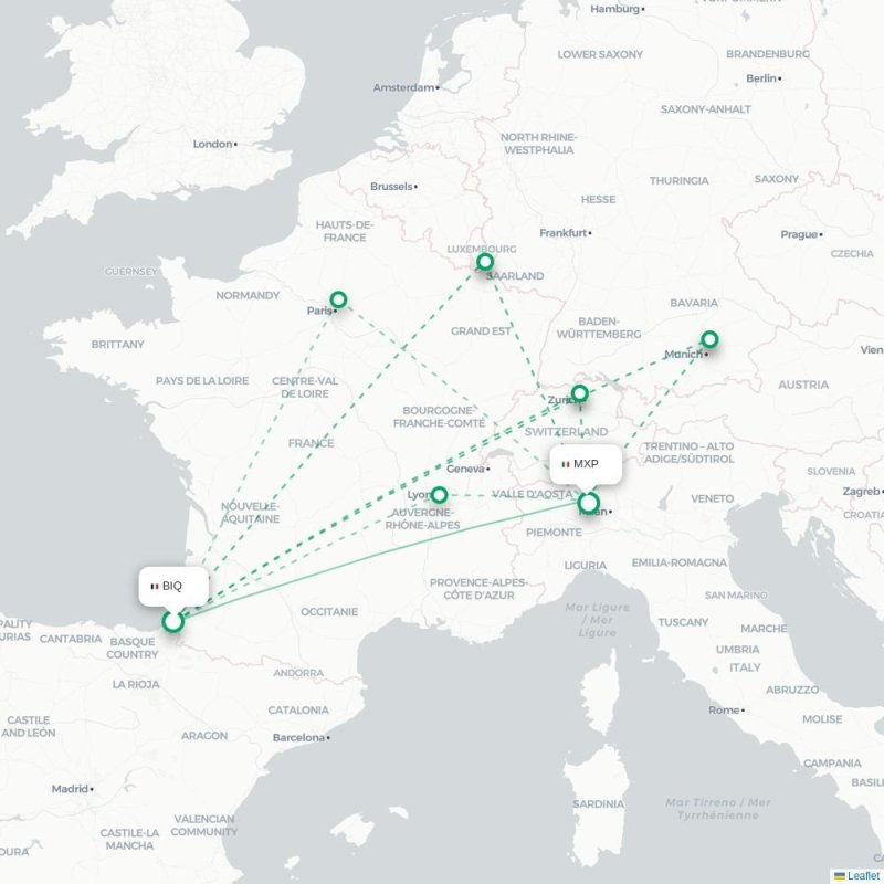 BIQ - MXP route map