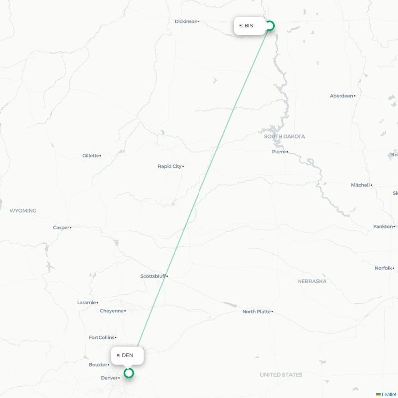 BIS - DEN route map