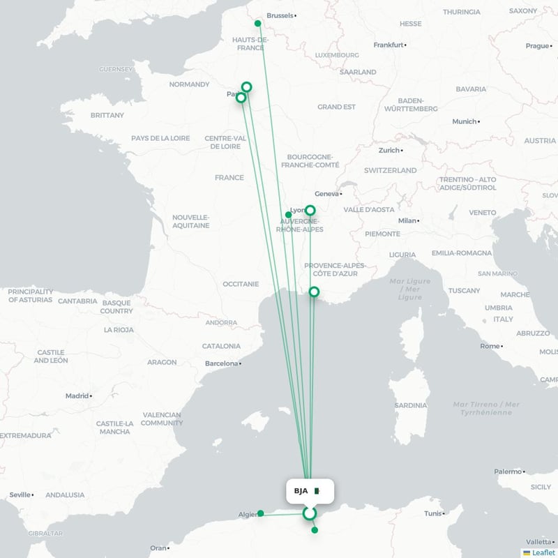 Route map Bejaia  BJA 