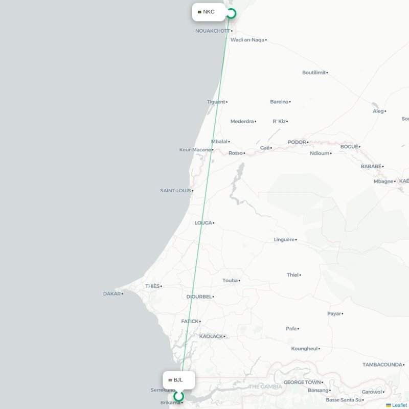 BJL - NKC route map