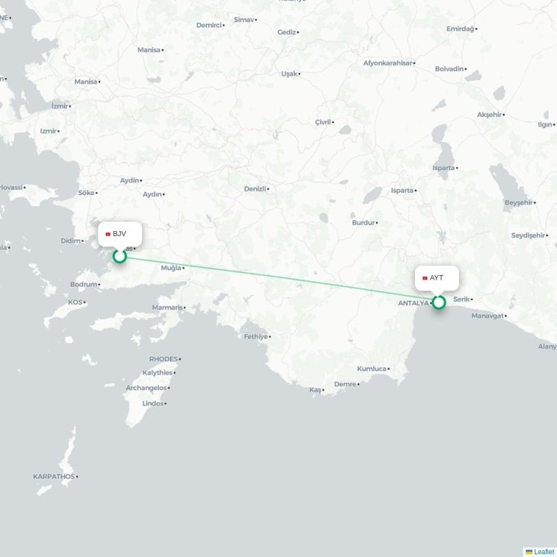BJV - AYT route map