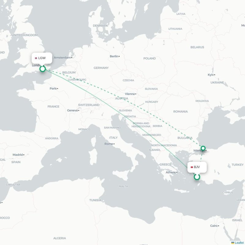 BJV - LGW route map