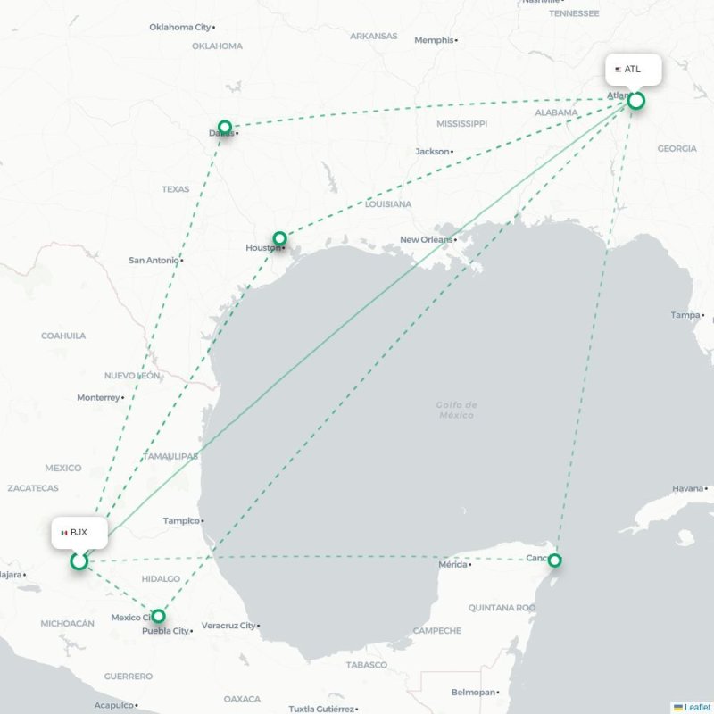 BJX - ATL route map