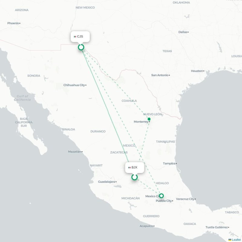 BJX - CJS route map