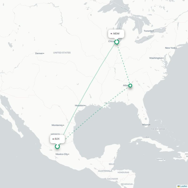 BJX - MDW route map