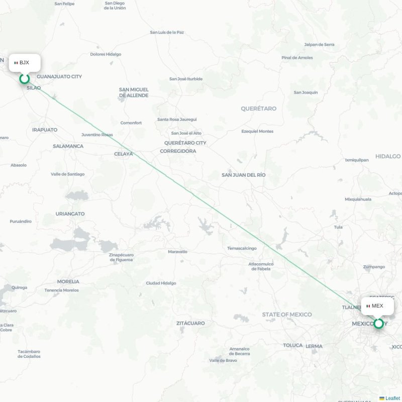BJX - MEX route map
